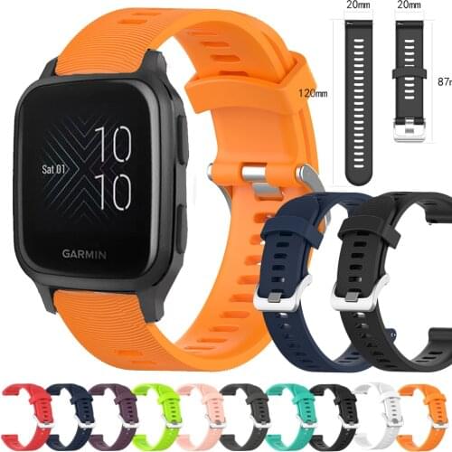 For Garmin Venu Sq Band Forerunner 645 245 Vivoactive 3 Music Slicone Watchbands Replacement 20mm Watch Strap Bracelet Wristband