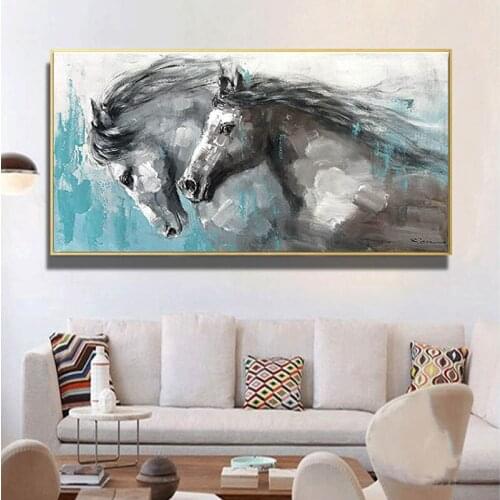 Modern Canvas Painting Animals Posters and Prints Oil Colorful Horse Pictures for Living Room Sofa Cudros Decoration No Frame