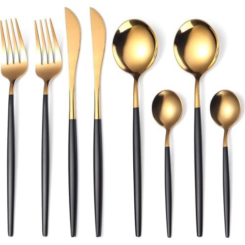 8pcs/4pcs Tableware Set Stainless Steel Cutlery Set Dinnerware Set Knife Fork Spoon Dinnerware Set Flatware Dishwasher Clean