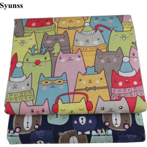 Syunss Color Bear Animal Twill Print Cotton Fabric DIY Tissue Patchwork Telas Sewing Baby Toy Bedding Quilting Tecido The Cloth