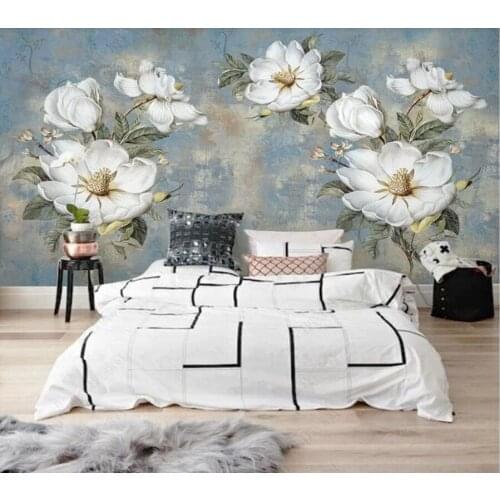 Papel de parede Vintage oil painting flower abstract 3d wallpaper,living room tv wall bedroom wall papers home decor bar