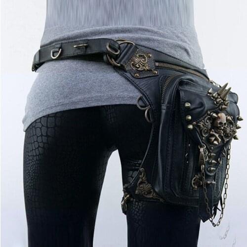 2020 steampunk rock locomotive skull bag shoulder messenger bag female multifunctional black wild fashion mobile phone waist bag