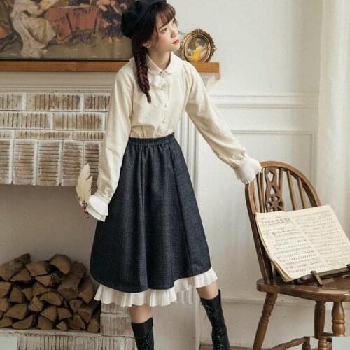 Women 2021 New Korean Fall Japanese Gothic High Waist Skirt Women Long Harajuku Midi Skirt Female High Street All-Match Skirt
