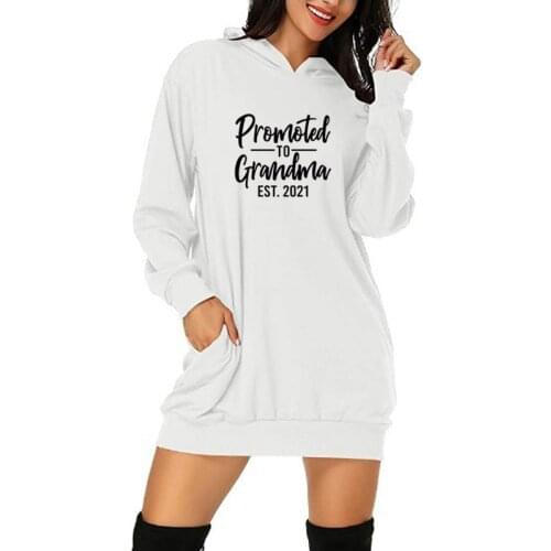 2021 Grandma To Be Women Casual Print Pullovers Hoodies Loose Hip Hop Sweatshirt Punk Streetwear Harajuku Women Hoodie Dress Top