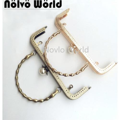 10pcs 20cm 3 colors Frame Purse Handle Coins Bags Pearl Frame Metal Kiss Clasp Lock Frame Accessories For Bag
