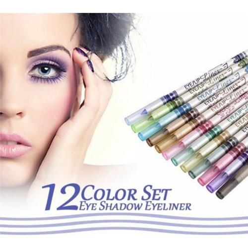 12PCS/Set Long Lasting Pigment Eye Liner Pencil 12 Colors Eyeliner Pen Eye Cosmetics Makeup Tool Womens Makeup Tool Cosmetics