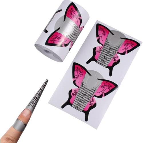 20/50/100pcs Nail Form Pink Butterfly Gel Nail Art Tip Extension Guide Tools for Salon Nails Care Tool