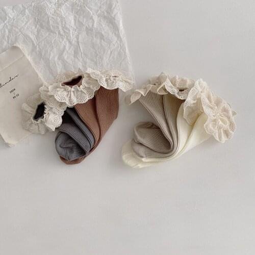 4 Pairs/Lot Toddler Baby Girls Lace Patchwork Socks Childrens Long Socks Kids Knee Length Soft Cotton Baby Socks Girls Boy Sock