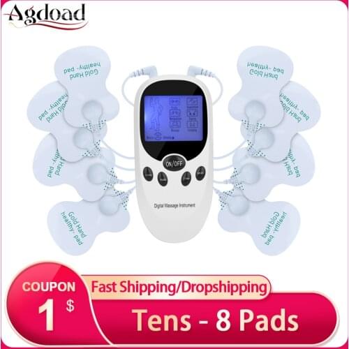 6 Modes Dual-Output Muscle Stimulator Tens Machine Physiotherapy Tens Fisioterapia Tens Acupuncture Massager 8 Electrodes Pads