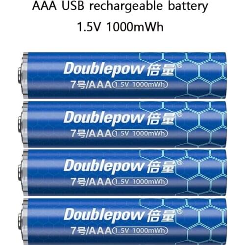 1.5V AAA USB Rechargeable Battery, Lithium Ion, 1000mwh Battery, for Remote Control Wireless Mouse + Cable ,High Capacity