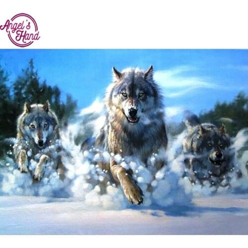 Full square diamond 5D DIY diamond embroidery Snow wolf diamond painting Cross Stitch Rhinestone mosaic home decoration gift