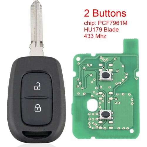 2 Buttons 433MHz Car Remote Key with ID46/7961 Chip and Uncut Blade Fit for Renault Symbol Trafic Dacia Duster Logan