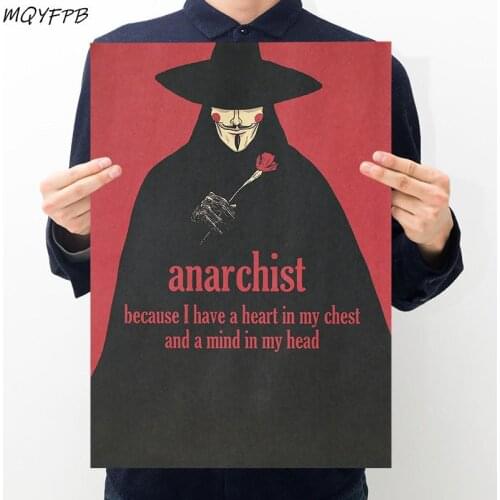 VforVendetta Kraft Movie Paper Poster Wall Sticker Decorative Painting Household Products 50.5x3cm