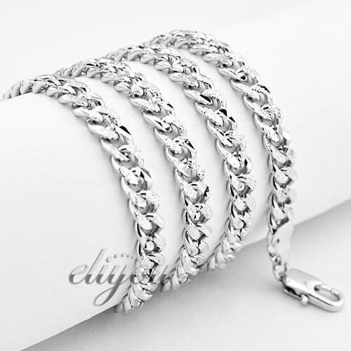 New Fashion Jewelry 5mm Mens Womens Frosted Curb Cuban Chain White Gold Color Necklace Free Shipping Gold Jewellery DJN113