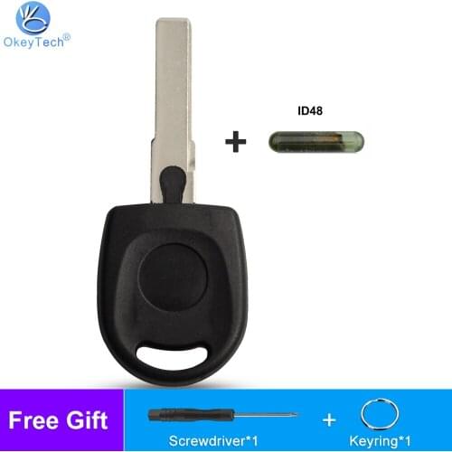 OkeyTech HU66 Blade Key For VW Passat Polo For Skoda Transponder Car Key Shell Case Fob Replacement With ID48 Blank Chip No Logo