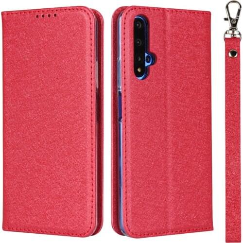 Silk Pattern PU Leather Case For Huawei Honor 20 Flip Stand Wallet Cover For Huawei Honor20 Card Pockets Lanyard cases