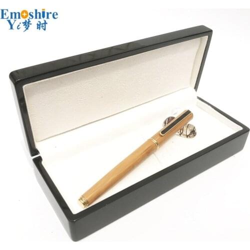 Wooden Roller Ball Pen Bamboo Ballpoint Pen Gel Pen with Wooden Box for Christmas Gift Pencil Box High Quality Stationery P619