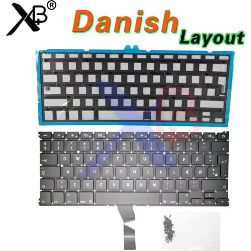 For MacBook Air 13.3" A1369 A1466 DK Danish Denmark keyboard/Backlight Backlit+100pcs keyboard screws 2010-2017 Years