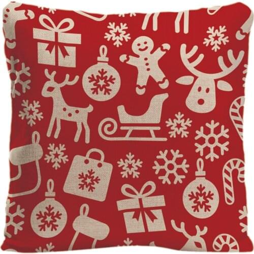 Cotton Linen Christmas Gifts And Snowman Sled Snowflakes Throw Pillow Case Decorative Cushion Cover Pillowcase Customize Gift