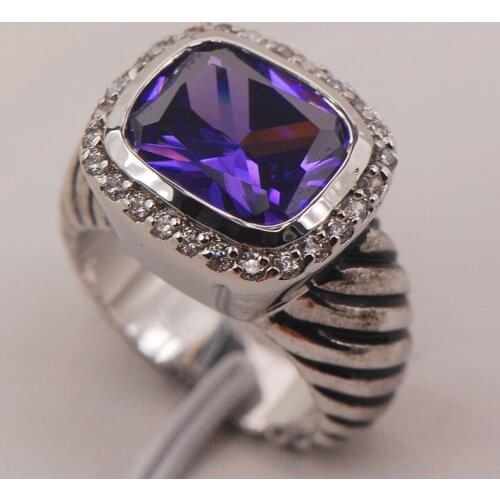 Purple Crystal Zircon 925 Sterling Silver Ring Size 6 7 8 9 10 F648 Fashion
