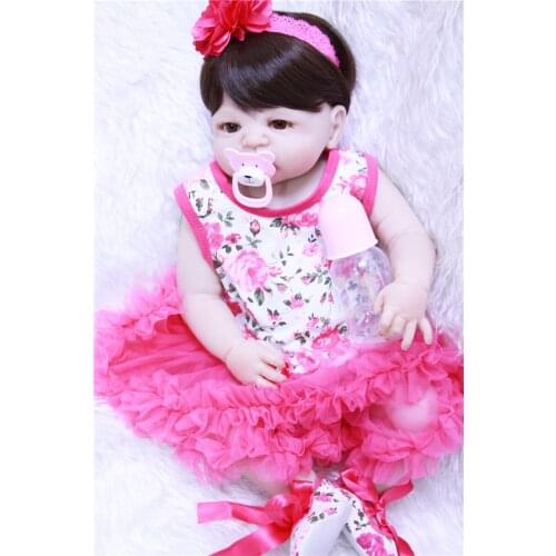 55cm 100% Full Body soft Silicone Reborn Baby Dolls lifelike popular realistic toy Child Birthday Christmas Gift Bathe Toy