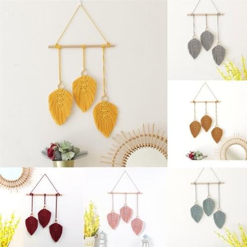 Macrame Leaves Wall Hanging Tapestry Cotton Handwoven Tapestry Home Crafts Ornaments Kids Girls Room Decor Gifts