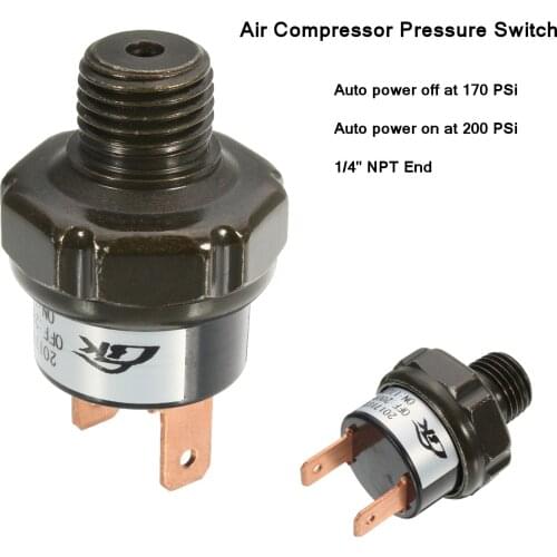 Metal Air Compressor Tank Pressure Control Switch 120 PSI-150 PSI 150-180 PSI 90-120 PSI 170-200 PSI 125-200 PSI 1/4" NPT End