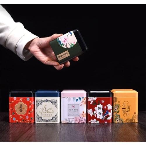 Mini Square Jar Tea Tinplate Box Creative Universal Cans Small Candy Scented Green Tea Storage Box