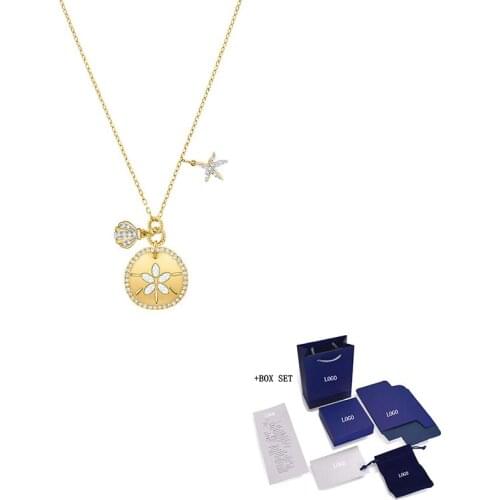 Fashion Jewelry SWA New Ocean Sand Coin Gold Necklace Starfish and Shell Decoration Beautiful Crystal Ladies Luxury Jewelry Gift