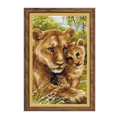 Lion Animal Cub Sewing kit Top Quality Embroidery Needlework 14CT Unprinted Art Cross Stitch Kits DIY Handmade Decor