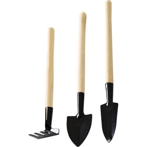 Three-Piece Durable Garden Tool Set Cast-Aluminum Head For Digging Weeding Loosening Soil Aerating Transplanting