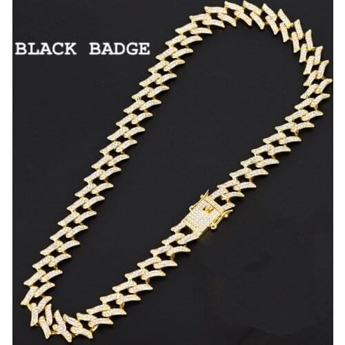 Hip Hop Necklaces Crystal Rhinestone Miami Cuban Link Chain Gold Silver Color Iced Out Necklace Bracelet for Men Drop Shipping