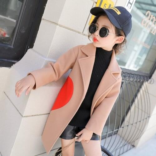 Girls Coat New Winter Thicken Children Woolen Coats Jackets Kids Heart Print Outerwear Girls Clothes 4 6 8 10 12 14 Y Teen
