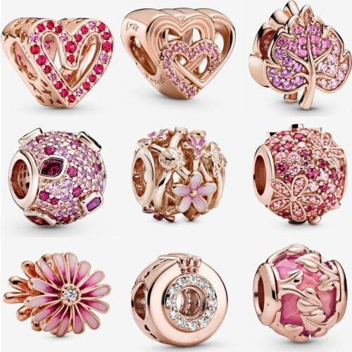 NEW 925 Sterling Silve Tree of Love Dangle Charm Fit Pandora Bracelet Murano Sparkling Pave Leaf Glass Leaves Charm DIY Jewelry