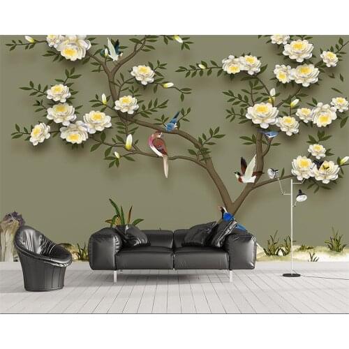 Beibehang Custom wallpaper flower flourish pen flower TV sofa background living room bedroom background walls mural 3d wallpaper