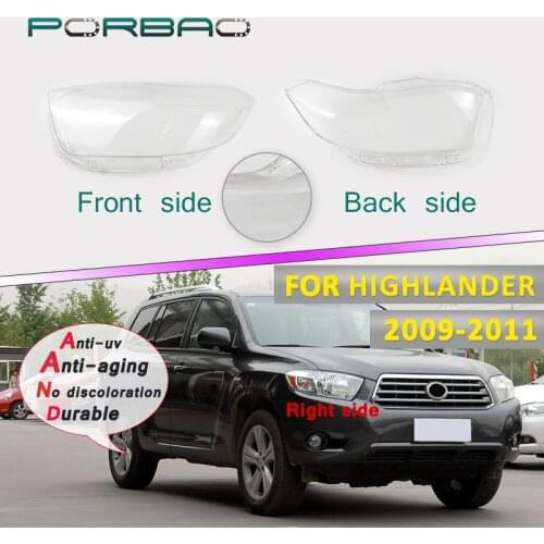 For Toyota Highlander 09-19 Car Headlight transparent Lens cover 4Doors Headlamp clear shell Replacement DIY