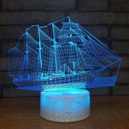 Manufacturers Direct Sales Of New 3d Night Lights Creative Sailboat Led Lights Novel Decorative Lights Personalized Kids Lamp