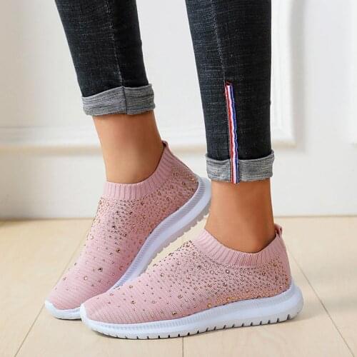 Plus Size Summer Without Laces Socks Sneakers Womens Running Shoes Womens Sports Shoes Sport Women 2020 Pink Knit Athletic E-627