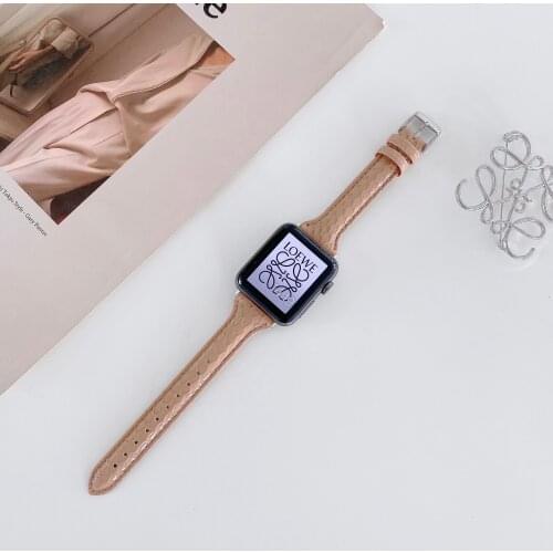 40mm leather watch bands 38mm 42mm 44mm For Apple Watch luxury Bamboo Strap Crocodile Pattern Sport Bracelet Series Slim Pink