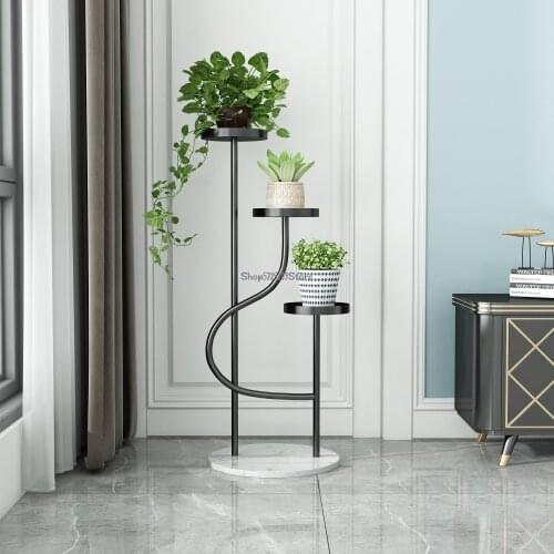 Light luxury indoor flower shelf living room floor-standing simple modern fleshy green radish flower shelf rack iron flower pot