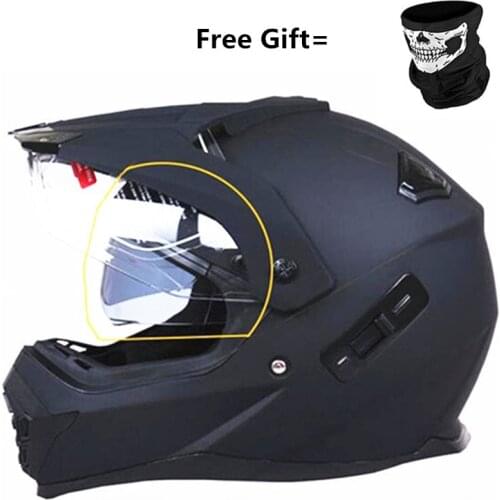 Free shipping double lens Helmets full Motorcycle Chopper Bike helmet motorcycle helmet with mask for gift matte black XS to XL