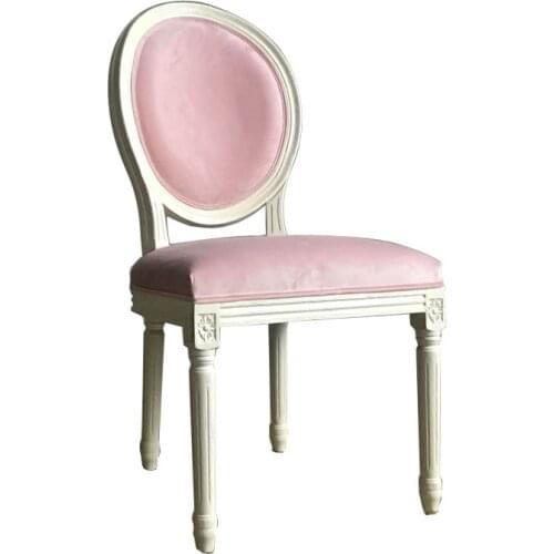 American Princess Style Study Chair Dining Nail Shop Makeup White Ivory Pink Leather Cloth Leisure