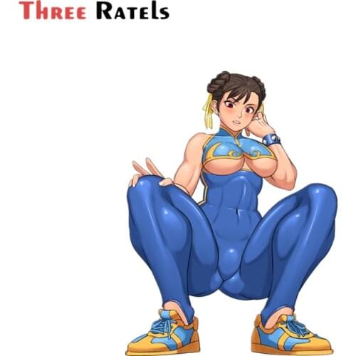 Three Ratels F315 Cute Funny Anime Chun Li Pvc Car Stickers Refrigerator Auto Decal Occlusion Scratch