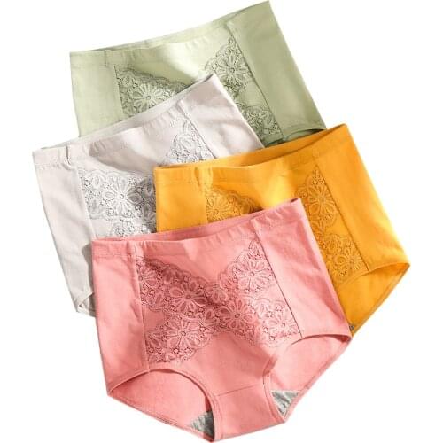 Plus Size 5XL 4Pcs High Waist Panties Women Soft Cotton Sexy Briefs Underwear Body Shaper Breathable Comfort Female Intimates