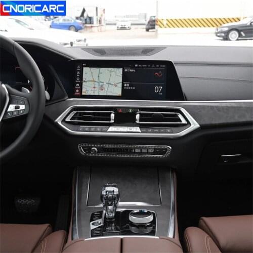 Carbon Fiber Center Console Buttons Frame Decoration Cover Sticker Trim For BMW X5 G05 2019-2020 lnterior Auto Accessories