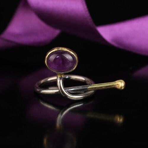 Amethyst Unique Design Ring, Silver Handmade Knot Ring, february birthstone Amethyst rings