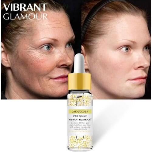 VIBRANT GLAMOUR 24K Gold Face Serum Anti Aging Wrinkle Firming lift Moisturizer Essence Whitening Cream Skin Care Products