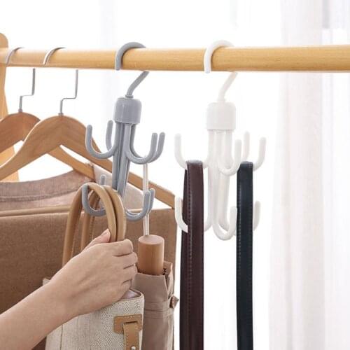 360-Degree Rotatable Tie Hanger Scarf Rack Hanger Wardrobe Closet Multi-Function Bag Clothes Storage Rack Organzier