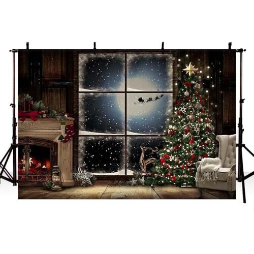 Vinyl Background Photography Christmas Background Cozy Room Window Light Tree Gifts Stove Decor Photo Studio Backdrop