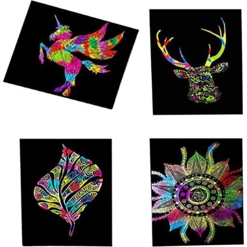 Magic Scratch Art Book Rainbow Scratch Paper Note with Wooden Stylus Kids Notes Boards Christmas Birthday Party Favor big size